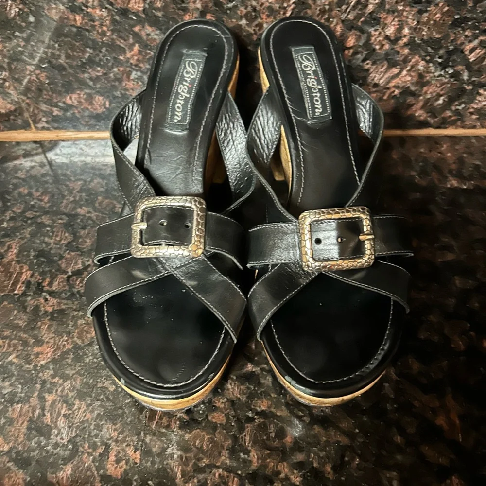2 pair vintage Y2K Brighton leather heeled sandals 10